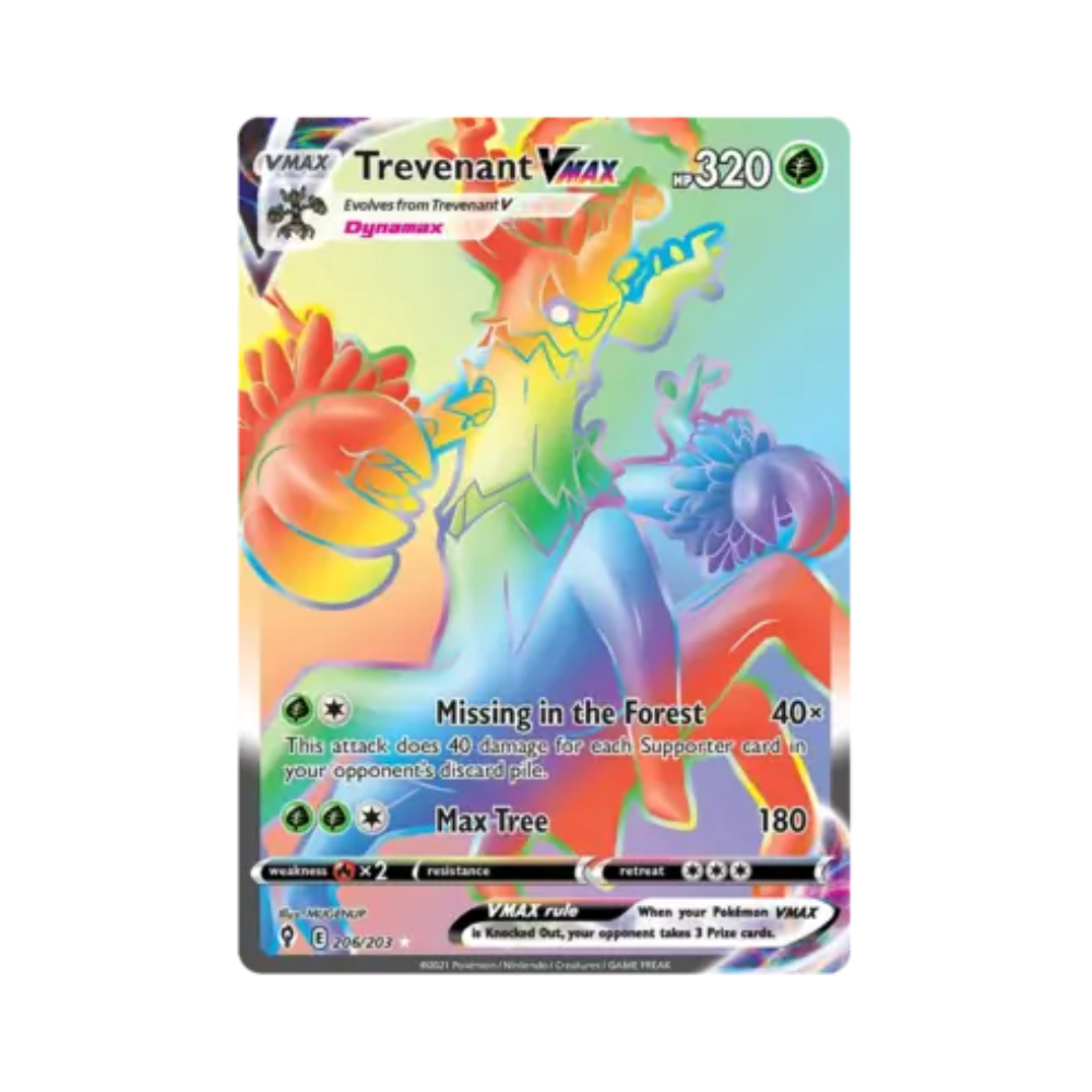 2021 Pokemon SWSH Evolving Skies Trevenant VMax #206/203 NM