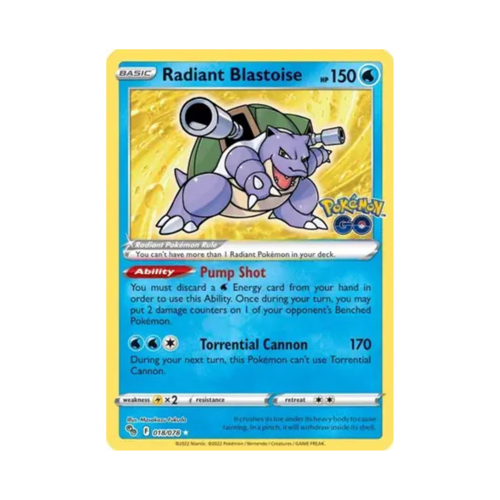 2022 Pokemon SWSH Pokemon GO Radiant Blastoise #018/078 NM