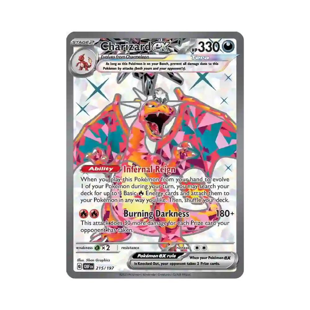 2023 Pokemon SV Obsidian Flames Charizard EX #215/197 NM
